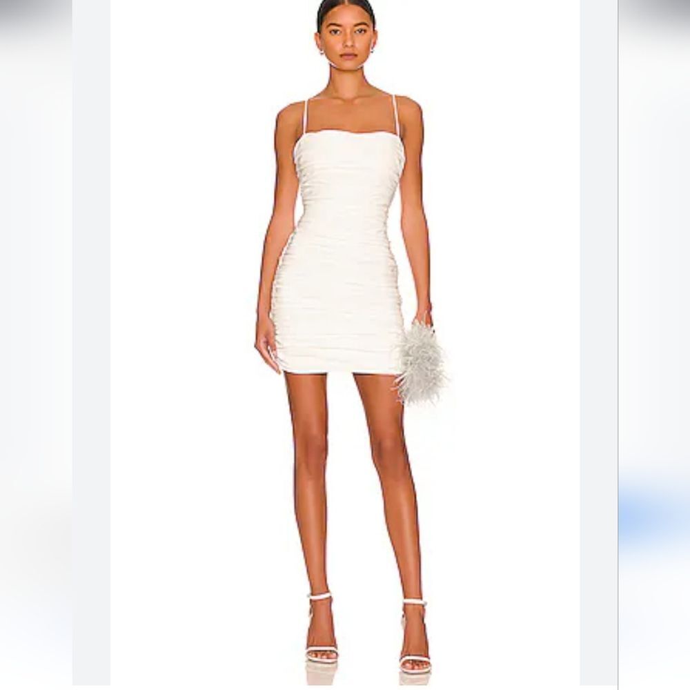 Cinq a Sept Vance Rushed Mini Dress in Ivory Size 2
